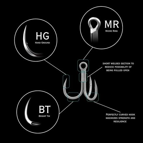 BKK Raptor-X Treble Hook 3X | Saltwater Corrosion Resistant Bright Tin Coating | Hand Ground Point | Heavy Duty Lure Hook, Popping, Stickbaits in Saudi Arabia