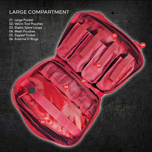 EPG Tactical Bag EDC Pouch, Molle Utility Pouch - Organizer, First Aid Black Backpack Organizer Pouches, Backpack, Modular Survival Bag, Gear, Large, Red in Saudi Arabia