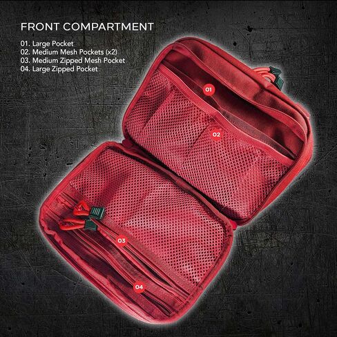 EPG Tactical Bag EDC Pouch, Molle Utility Pouch - Organizer, First Aid Black Backpack Organizer Pouches, Backpack, Modular Survival Bag, Gear, Large, Red in Saudi Arabia