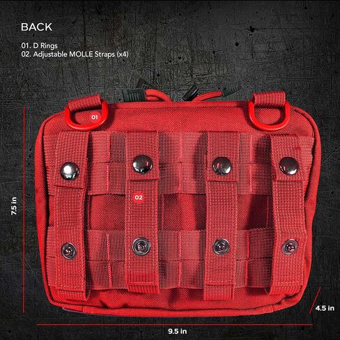 EPG Tactical Bag EDC Pouch, Molle Utility Pouch - Organizer, First Aid Black Backpack Organizer Pouches, Backpack, Modular Survival Bag, Gear, Large, Red in Saudi Arabia