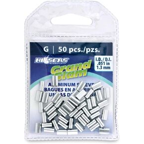 HI-SEAS Grand Slam Aluminum Fishing Line Crimp Sleeves - Retail Pack, Durable and Strong Crimps for Monofilament 40lb Test up to 600lb Test for Saltwater Fishing Leaders