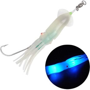 Dr.Fish Saltwater Fishing Lures LED Lures, 6 Inch Squid Baits Salmon Lures Trolling Deep Drop Lights Glow in Dark Halibut Rig Light Attractant Flasher Tuna Lincod Mackerel Striper Lures in Kuwait