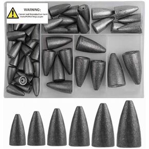 50Pcs Fishing Sinkers Weights Kit Worm Fishing Sinker Weight Bullet Lead Sinkers Fishing Set in Saudi Arabia