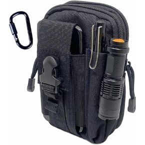 حقيبة تكتيكية تكتيكية بحزام خصر عسكري، حقيبة خصر متعددة الاغراض محفظة محفظة حافظة هاتف مع سحاب متوافقة مع معظم موديلات الموبايلات - اسود in Kuwait