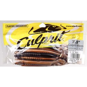 Culprit C720-08 7.5-In. Worm, 18Ct Bag Moccasin in Kuwait