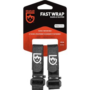 GEAR AID ¾" Fast Wrap Keeps Gear Organized and Secure with Adjustable, Cinch-and-Stick Straps with D-Ring, 12" Length, Pair