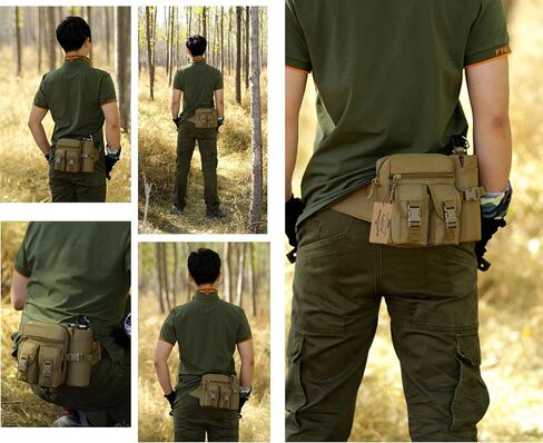 ArcEnCiel Tactical Fanny Pack Waist Bag Hip Belt Outdoor Fishing Bumbag with Water Bottle Pocket Holder in Saudi Arabia