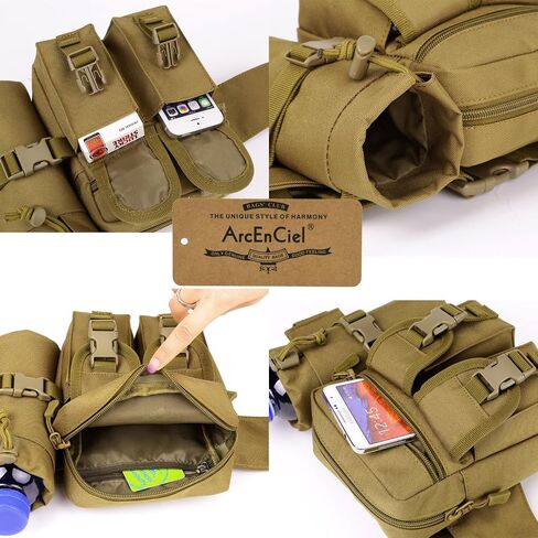 ArcEnCiel Tactical Fanny Pack Waist Bag Hip Belt Outdoor Fishing Bumbag with Water Bottle Pocket Holder in Saudi Arabia