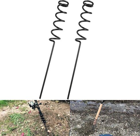 Spiral Rod Holder Fishing Rod Stand Pole Holder Insert Ground Metal Stand Support (2PCS) in Kuwait