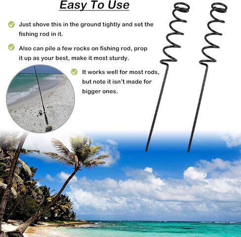 Spiral Rod Holder Fishing Rod Stand Pole Holder Insert Ground Metal Stand Support (2PCS) in Kuwait