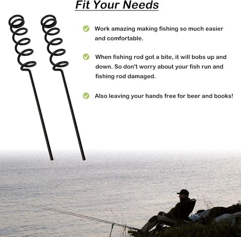 Spiral Rod Holder Fishing Rod Stand Pole Holder Insert Ground Metal Stand Support (2PCS) in Kuwait