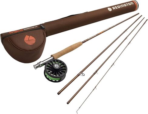 Redington Original Fly Fishing Rod and Reel Combo Kit – 9’ 4-Piece Medium Action Rod, Crosswater Reel, Rio Fly Line, Leader, and Travel Case – Freshwater & All Water Options in Kuwait