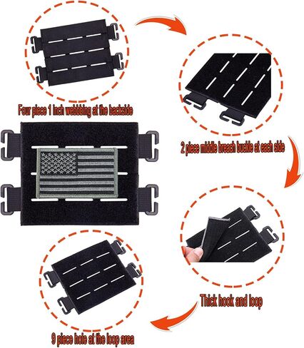 TAXATM Large Molle Patch Panel with Laser Cutting Loop, Molle Patch Display Holder for Backpack,5X4.3 Mini Patch Board Include American Flag Patch in Kuwait