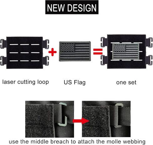 TAXATM Large Molle Patch Panel with Laser Cutting Loop, Molle Patch Display Holder for Backpack,5X4.3 Mini Patch Board Include American Flag Patch in Kuwait