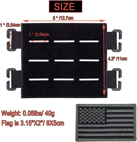 TAXATM Large Molle Patch Panel with Laser Cutting Loop, Molle Patch Display Holder for Backpack,5X4.3 Mini Patch Board Include American Flag Patch in Kuwait