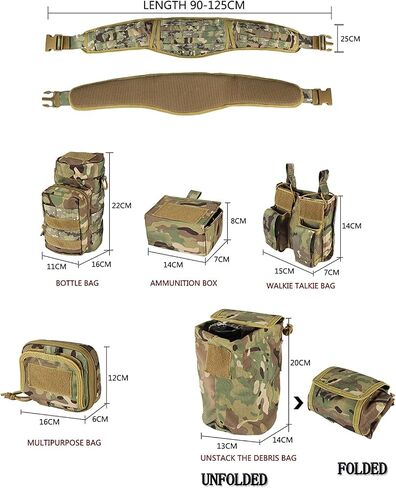 YAKEDA Tactical Battle Belt Duty Belt Law Enforcement Utility Belt Police Belt Set 5 PCS in Kuwait