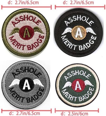 VSCAL Asshole Merit Badge Patch مضحك التكتيكية العسكرية المعنويات التصحيح هوك وحلقة، بقع شعار شارة التكتيكية العسكرية (4PCS) in Kuwait