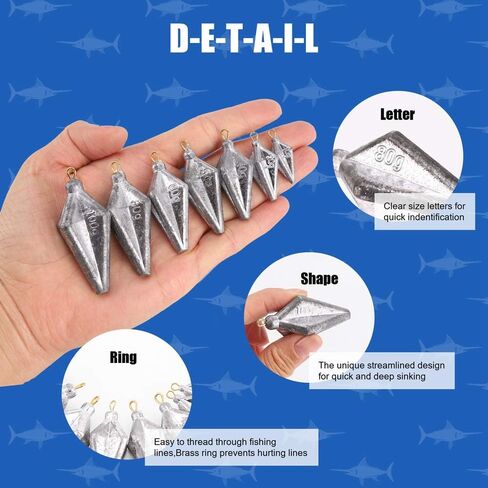50Pcs Fishing Sinkers Weights Kit Worm Fishing Sinker Weight Bullet Lead Sinkers Fishing Set in Saudi Arabia