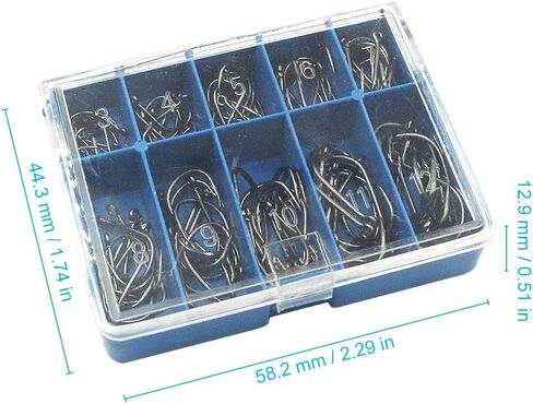 Hyshina Fishing Hooks 100 Pcs High Carbon Steel 10 Sizes Strong Sharp Barbed Circle Fish Hook for Saltwater Freshwater in Kuwait