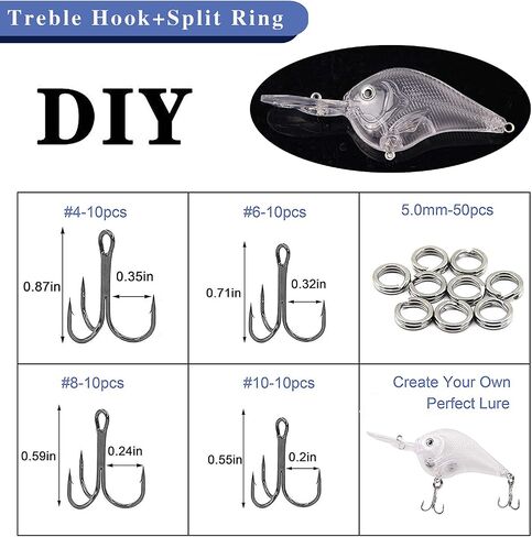 Unpainted Fishing Lures DIY Minnow Kit - 280/363pcs Blank Hard Crankbait Set Pliers Scissors,Treble Hooks,Split Rings,Stickers,3D Eyes for Making Lures DIY Fishing Tackle Kit in Saudi Arabia