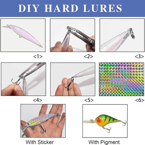 Unpainted Fishing Lures DIY Minnow Kit - 280/363pcs Blank Hard Crankbait Set Pliers Scissors,Treble Hooks,Split Rings,Stickers,3D Eyes for Making Lures DIY Fishing Tackle Kit in Saudi Arabia