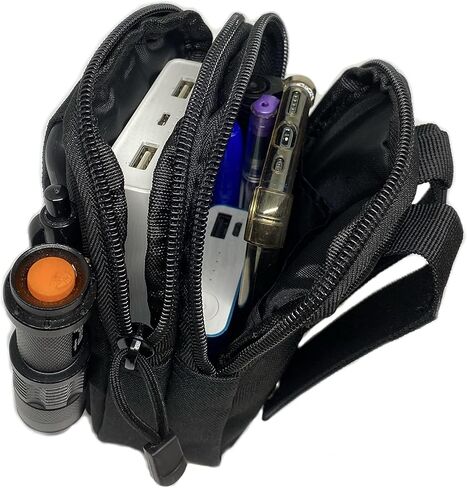 حقيبة تكتيكية تكتيكية بحزام خصر عسكري، حقيبة خصر متعددة الاغراض محفظة محفظة حافظة هاتف مع سحاب متوافقة مع معظم موديلات الموبايلات - اسود in Kuwait