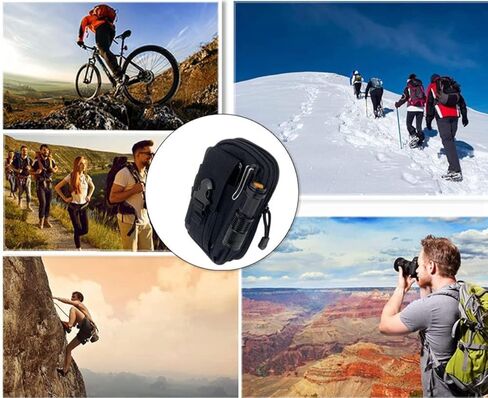 حقيبة تكتيكية تكتيكية بحزام خصر عسكري، حقيبة خصر متعددة الاغراض محفظة محفظة حافظة هاتف مع سحاب متوافقة مع معظم موديلات الموبايلات - اسود in Kuwait