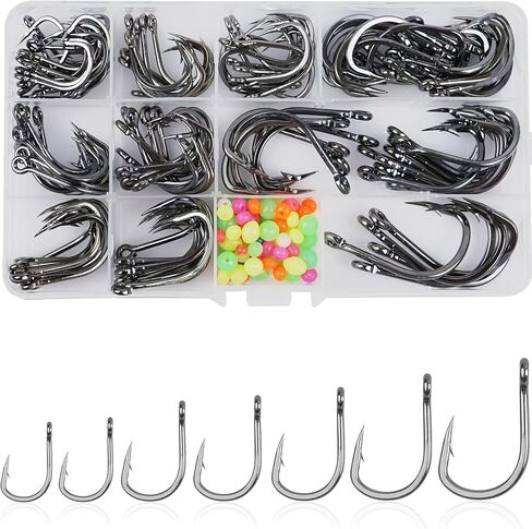 Fishing Hooks Saltwater Live Bait Hook Circle Hooks Stainless Steel Fishing Hooks 2X Strong Assist Hooks Sharpened Hooks for Ocean Saltwater Freshwater Fishing in Saudi Arabia