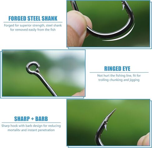 Fishing Hooks Saltwater Live Bait Hook Circle Hooks Stainless Steel Fishing Hooks 2X Strong Assist Hooks Sharpened Hooks for Ocean Saltwater Freshwater Fishing in Saudi Arabia