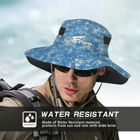 قبعة بوني لصيد السمك 8 مراوح، قبعة دلو بحافة واسعة مقاومة للماء لصيد الأسماك والمشي لمسافات طويلة في الحديقة المموهة in Kuwait