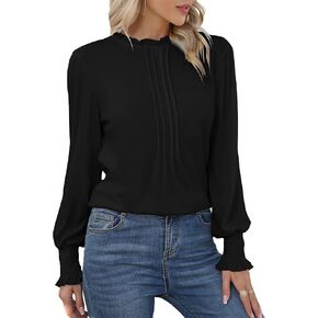 Blooming Jelly Womens Dressy Casual Tops Long Sleeve Shirts Mock Neck Business Work Blouse Fall Clothes 2023