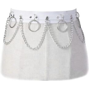 Twinklede Punk Leather Belly Waist Chain Belt Circle Body Chains Festival Rave Body Chain Jewelry for Women and Girls