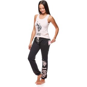 U.S. Polo Assn. Womens Tank Top Pajama Set – Racerback Tank with Lace and Lounge Pant Pajamas for Women