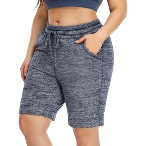 ZERDOCEAN Women's Plus Size 10" Casual Yoga Sports Shorts Lounge Pajama Walking Athletic Shorts with Side Pockets