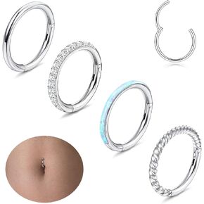 Jstyle 14G Belly Button Ring 316L Surgical Steel Belly Rings Hoop for Women Clear CZ Opal Clicker Hoop Belly Button Rings Gold Silver Small Navel Belly Body Piercing Jewelry 8mm 10mm 12mm in Saudi Arabia