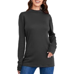 Womens Mock Turtleneck Tops Long Sleeve Fleece Lined Lightweight Thermal Base Layer in Saudi Arabia