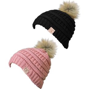 Funky Junque Kids Beanie Baby Toddler Cable Knit Children’s Pom Winter Hat in Saudi Arabia