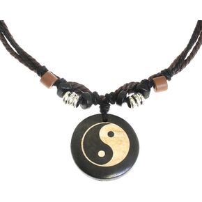 Surfer Cord Necklace with Carved Bone Pendant - Fully Adjustable in Kuwait
