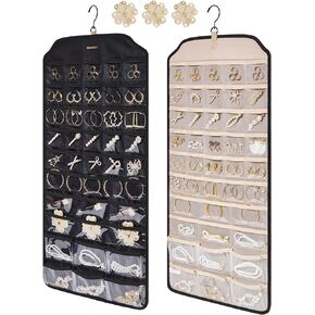 BAGSMART Earring Holder Organizer, Hanging Jewelry Organizer 56 Pocket Storage Jewelry Holder Organizer for Women Accessories Organizer, Earring Organizer for Wall Holding Jewelries Black, 1 Piece
