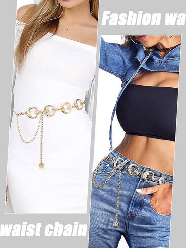 Belly Chain for Women Waist Chain Belt Long Tassel Waist Chain Multilayer Body Chain for Dress Fashion Link Body Chain in Saudi Arabia
