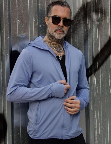 COOFANDY Men Full Zip UPF 50 Sun Protection Hoodie Jacket Long Sleeve Lightweight Breathable UV Shirts with Pockets in Kuwait