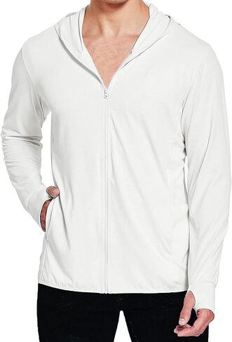 COOFANDY Men Full Zip UPF 50 Sun Protection Hoodie Jacket Long Sleeve Lightweight Breathable UV Shirts with Pockets in Kuwait