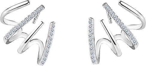 Claw Cuff Earrings for Women,Zircon Needle Ear Cuffs Wrap Stud Earrings Minimalist Trendy Dainty Ear Wrap Piercing Earrings for Girls in Saudi Arabia