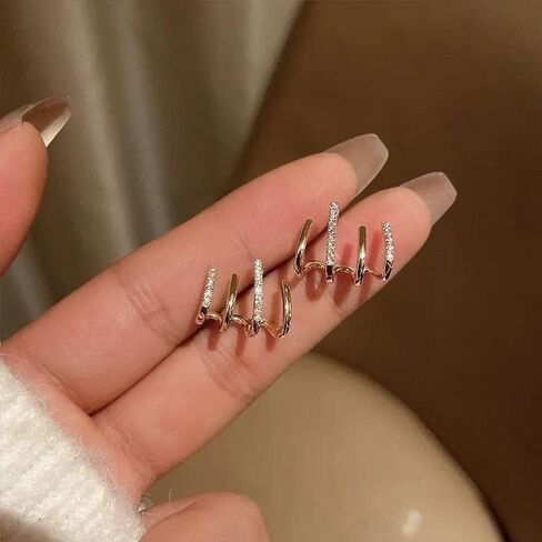Claw Cuff Earrings for Women,Zircon Needle Ear Cuffs Wrap Stud Earrings Minimalist Trendy Dainty Ear Wrap Piercing Earrings for Girls in Saudi Arabia