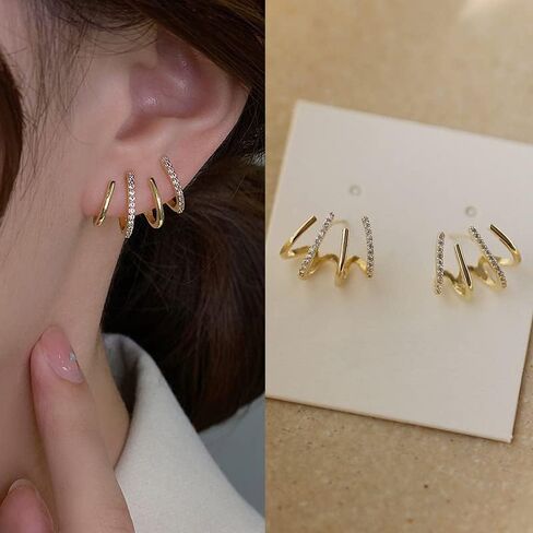 Claw Cuff Earrings for Women,Zircon Needle Ear Cuffs Wrap Stud Earrings Minimalist Trendy Dainty Ear Wrap Piercing Earrings for Girls in Saudi Arabia