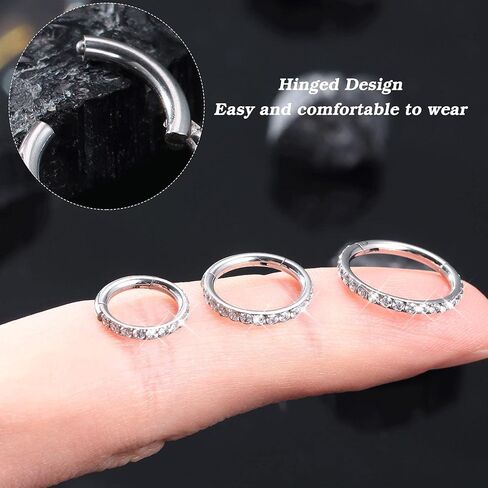 Jstyle 14G Belly Button Ring 316L Surgical Steel Belly Rings Hoop for Women Clear CZ Opal Clicker Hoop Belly Button Rings Gold Silver Small Navel Belly Body Piercing Jewelry 8mm 10mm 12mm in Saudi Arabia