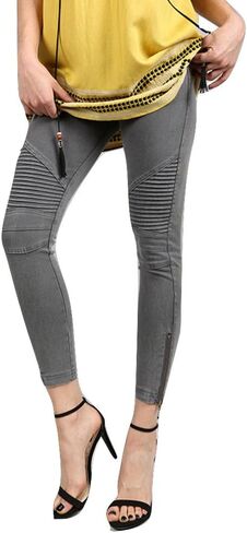 Beulah Women's Ankle Zip Moto Pant (Medium, Dark Grey) in Saudi Arabia