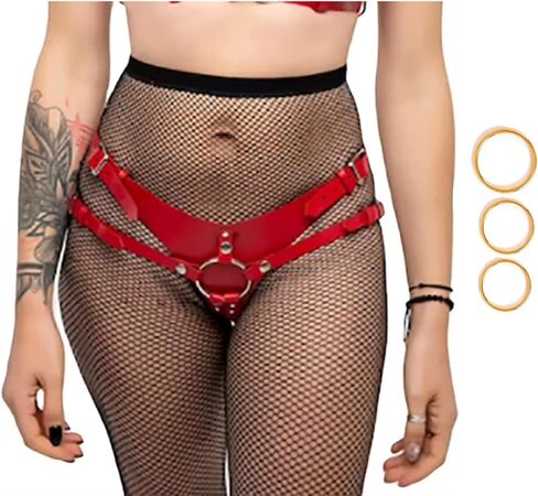hxfivver حزام على السراويل، حزام حزام قابل للتعديل على حزام تسخير حمالة سراويل داخلية للنساء للجنسين ملخصات دور اللعب الأحمر in Kuwait