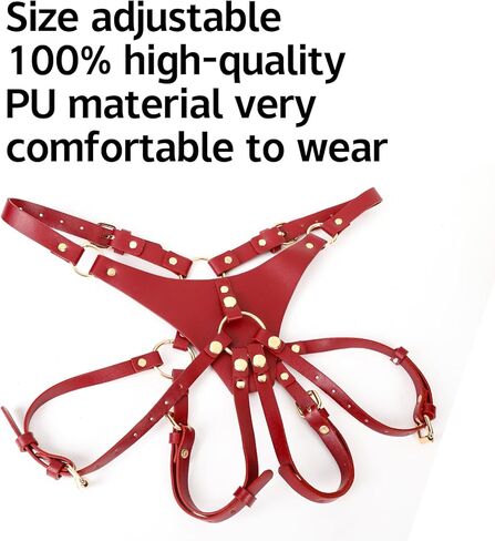 hxfivver حزام على السراويل، حزام حزام قابل للتعديل على حزام تسخير حمالة سراويل داخلية للنساء للجنسين ملخصات دور اللعب الأحمر in Kuwait