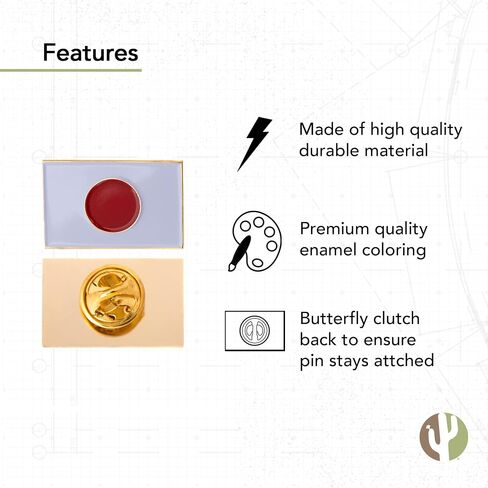 Japan Flag Lapel Pin Country Enamel Made of Metal Souvenir Hat Men Women Patriotic Japanese (Rectangle Pin) in Saudi Arabia